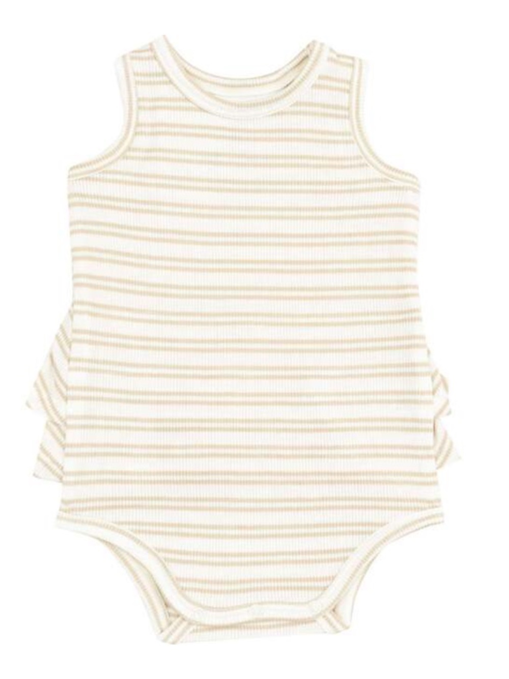 Angel Dear Ruffle Tank Bubble in Stripe Oxford Tan